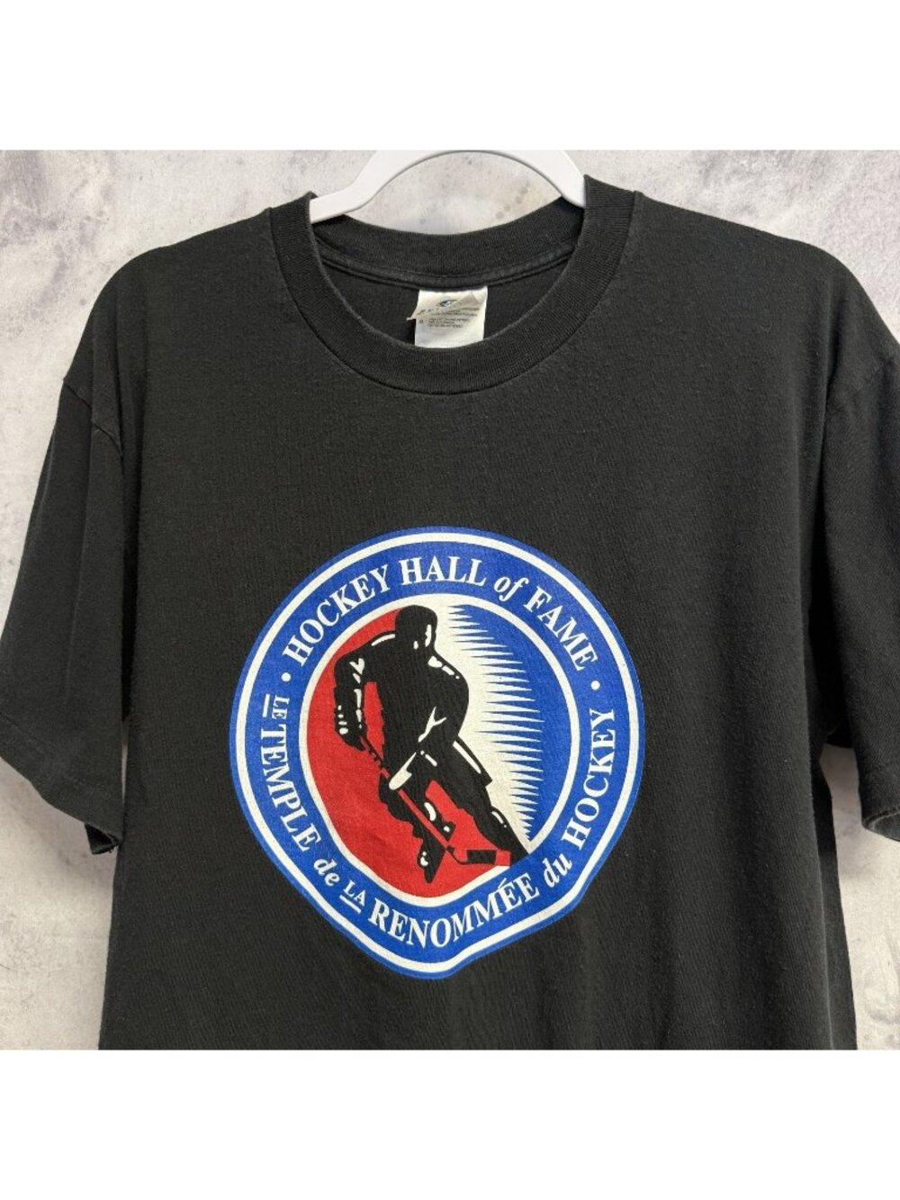 Vintage Hockey Hall of Fame T Shirt Mens Large Black 90s Single Stitch